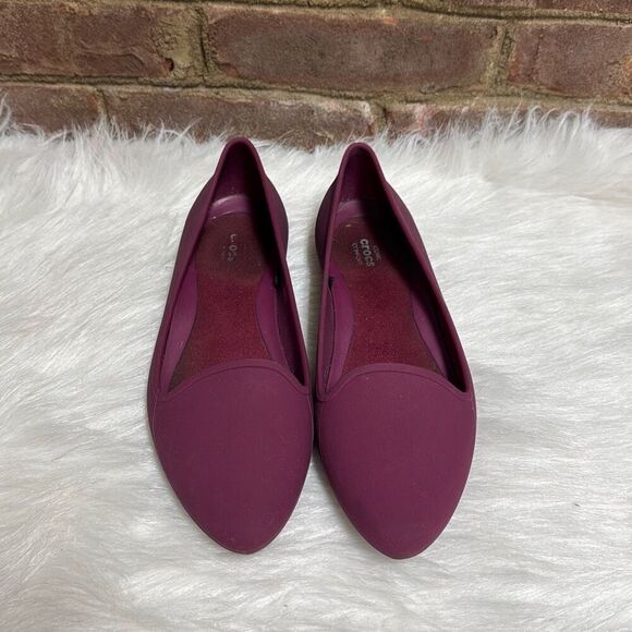 Crocs Womens Mammoth Magenta Pink Fleece Lined Pointed Toe Ballet Flats Size 9 - Picture 2 of 9